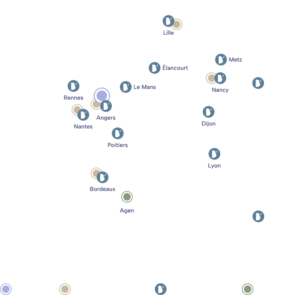 Carte implantation des 3 métiers de FSDV